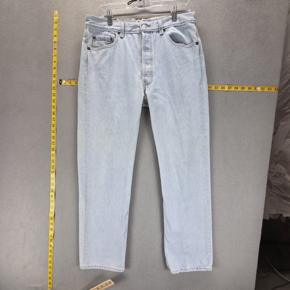 Vintage Levis 501 Jeans Mens Blue Light Wash Straight Button Fly USA Fits 32x30